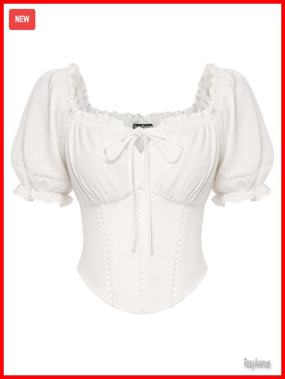 Renaissance Corset Top Crop Puff Sleeve Square Neck Blouse